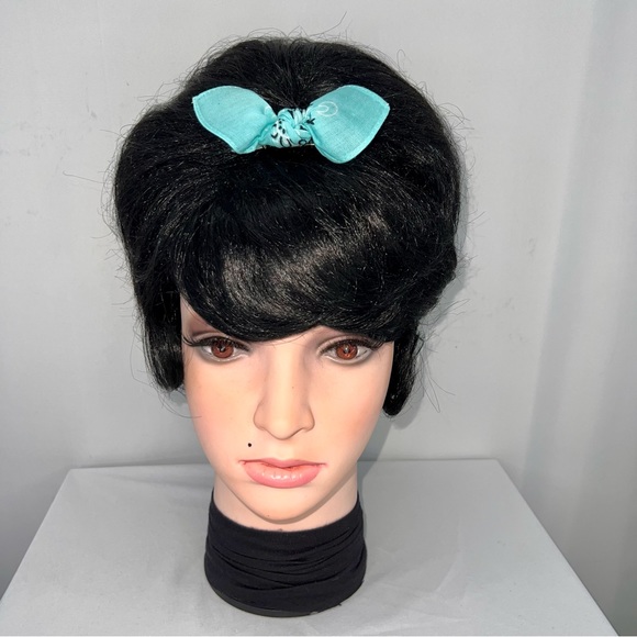 Teal Paisley Rockabilly Bandana Knotted Hair Bow - Picture 2 of 11